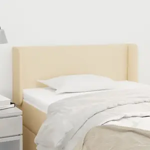 vidaXL Tête de lit avec oreilles Crème 83x16x78/88 cm Tissu pas cher