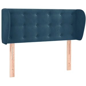 vidaXL Tête de lit avec oreilles Bleu foncé 203x23x118/128 cm Velours pas cher