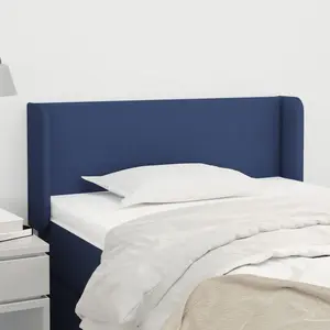 vidaXL Tête de lit avec oreilles Bleu 93x16x78/88 cm Tissu pas cher