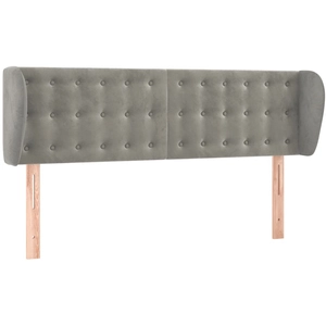 vidaXL Tête de lit avec oreilles Gris clair 183x23x118/128 cm Velours pas cher