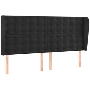vidaXL Tête de lit avec oreilles Noir 163x23x118/128 cm Velours pas cher