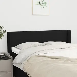 vidaXL Tête de lit avec oreilles Noir 147x16x78/88 cm Tissu pas cher