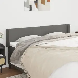 vidaXL Tête de lit avec oreilles Gris foncé 163x16x78/88 cm Tissu pas cher