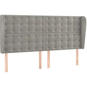 vidaXL Tête de lit avec oreilles Gris clair 163x23x118/128 cm Velours