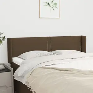 vidaXL Tête de lit avec oreilles Marron Foncé 147x16x78/88 cm Tissu pas cher