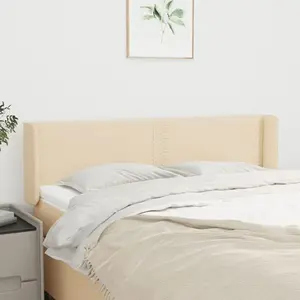 vidaXL Tête de lit avec oreilles Crème 147x16x78/88 cm Tissu pas cher