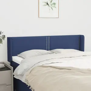 vidaXL Tête de lit avec oreilles Bleu 147x16x78/88 cm Tissu pas cher