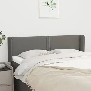 vidaXL Tête de lit avec oreilles Gris foncé 147x16x78/88 cm Tissu pas cher