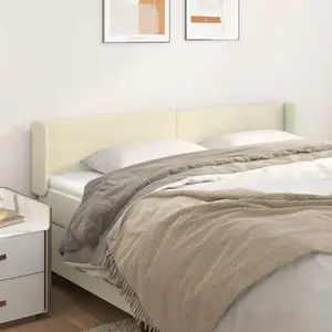vidaXL Tête de lit avec oreilles Crème 203x16x78/88 cm Similicuir pas cher