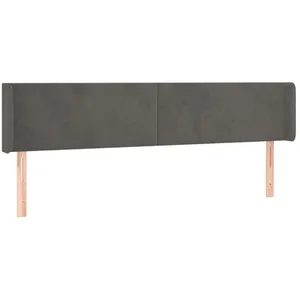 vidaXL Tête de lit avec oreilles Gris foncé 203x16x78/88 cm Velours pas cher