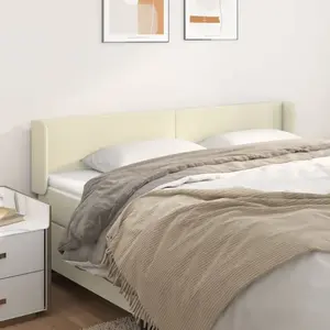 vidaXL Tête de lit avec oreilles Crème 163x16x78/88 cm Similicuir pas cher