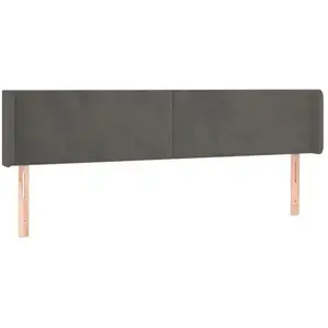 vidaXL Tête de lit avec oreilles Gris foncé 163x16x78/88 cm Velours pas cher