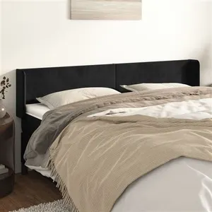 vidaXL Tête de lit avec oreilles Noir 163x16x78/88 cm Velours pas cher