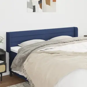 vidaXL Tête de lit avec oreilles Bleu 163x16x78/88 cm Tissu pas cher