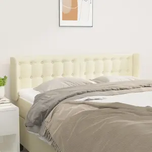 vidaXL Tête de lit avec oreilles Crème 147x16x78/88 cm Similicuir pas cher
