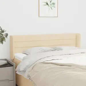 vidaXL Tête de lit avec oreilles Crème 147x16x78/88 cm Tissu pas cher
