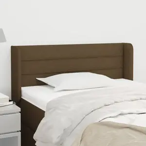 vidaXL Tête de lit avec oreilles Marron Foncé 83x16x78/88 cm Tissu pas cher