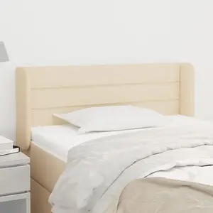 vidaXL Tête de lit avec oreilles Crème 93x16x78/88 cm Tissu pas cher