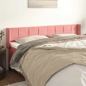 vidaXL Tête de lit avec oreilles Rose 203x16x78/88 cm Velours pas cher