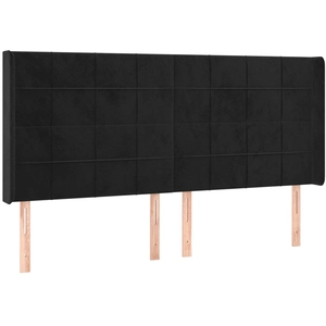 vidaXL Tête de lit avec oreilles Noir 203x16x78/88 cm Velours pas cher