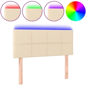 vidaXL Tête de lit à LED Crème 200x5x78/88 cm Tissu pas cher