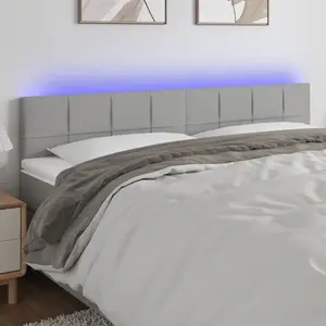 vidaXL Tête de lit à LED Gris clair 160x5x78/88 cm Tissu pas cher