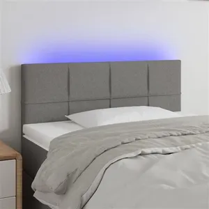 vidaXL Tête de lit à LED Gris foncé 100x5x78/88 cm Tissu pas cher