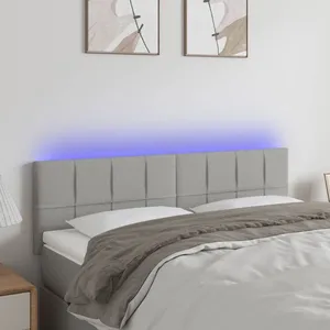 vidaXL Tête de lit à LED Gris clair 144x5x78/88 cm Tissu pas cher
