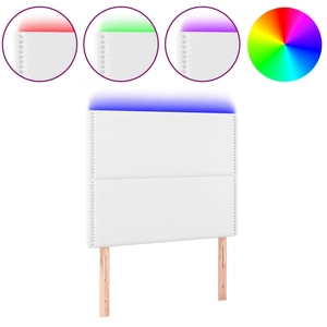 vidaXL Tête de lit à LED Blanc 100x5x78/88 cm Similicuir pas cher