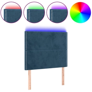 vidaXL Tête de lit à LED Bleu foncé 200x5x118/128 cm Velours pas cher