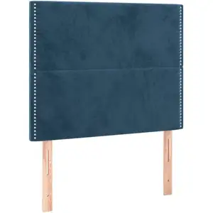 vidaXL Tête de lit à LED Bleu foncé 80x5x118/128 cm Velours pas cher