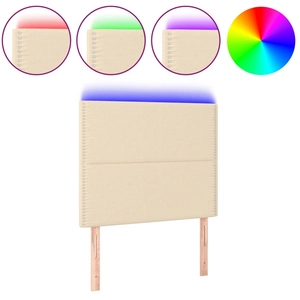 vidaXL Tête de lit à LED Crème 144x5x118/128 cm Tissu pas cher