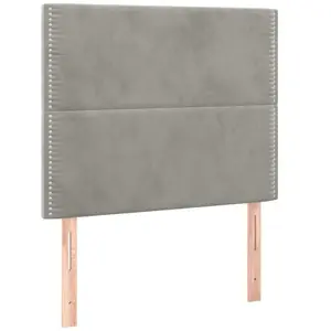 vidaXL Tête de lit à LED Gris clair 100x5x118/128 cm Velours pas cher