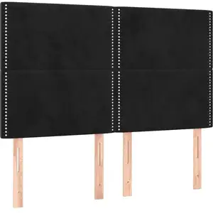 vidaXL Tête de lit à LED Noir 144x5x118/128 cm Velours pas cher