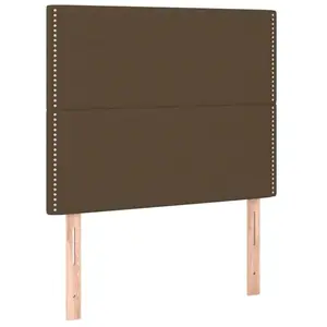 vidaXL Tête de lit à LED Marron foncé 90x5x118/128 cm Tissu pas cher