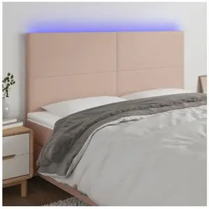 vidaXL Tête de lit à LED Cappuccino 200x5x118/128 cm Similicuir pas cher