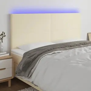 vidaXL Tête de lit à LED Crème 180x5x118/128 cm Similicuir pas cher