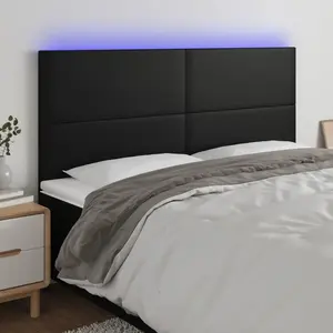 vidaXL Tête de lit à LED Noir 200x5x118/128 cm Similicuir pas cher