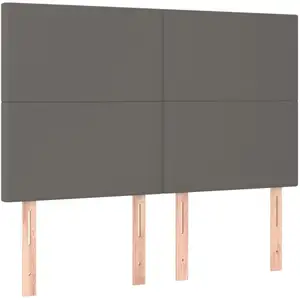 vidaXL Tête de lit à LED Gris 144x5x118/128 cm Similicuir pas cher