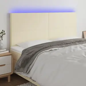 Comparateur de prix : vidaXL Tête de lit à LED Crème 160x5x118/128 cm Similicuir
