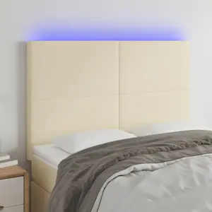 vidaXL Tête de lit à LED Crème 144x5x118/128 cm Similicuir pas cher