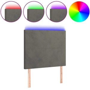 vidaXL Tête de lit à LED Gris foncé 100x5x118/128 cm Velours pas cher