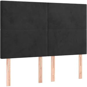 vidaXL Tête de lit à LED Noir 144x5x118/128 cm Velours pas cher