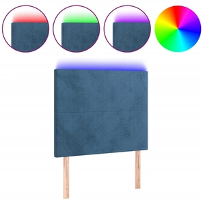 vidaXL Tête de lit à LED Bleu foncé 80x5x118/128 cm Velours pas cher