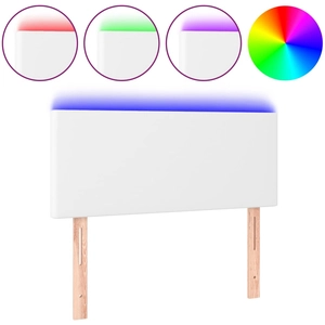 vidaXL Tête de lit à LED Blanc 100x5x118/128 cm Similicuir pas cher