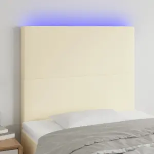 vidaXL Tête de lit à LED Crème 100x5x118/128 cm Similicuir pas cher