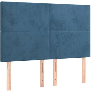 vidaXL Tête de lit à LED Bleu foncé 144x5x118/128 cm Velours pas cher