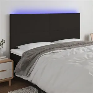 vidaXL Tête de lit à LED Noir 200x5x118/128 cm Tissu pas cher