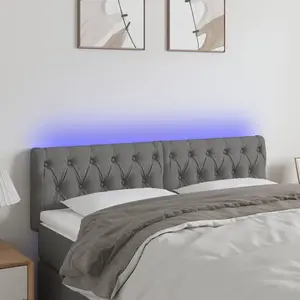 Comparateur de prix : vidaXL Tête de lit à LED Gris foncé 144x7x78/88 cm Tissu