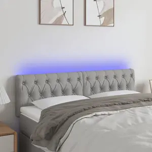 vidaXL Tête de lit à LED Gris clair 160x7x78/88 cm Tissu pas cher